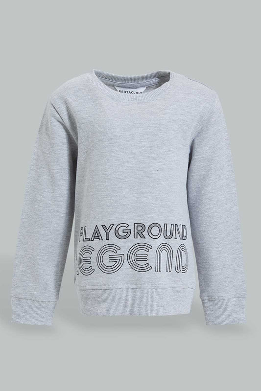 Redtag-Grey-Placement-Print-SweaT-Shirts-Sweatshirts-Infant-Boys-3 to 24 Months