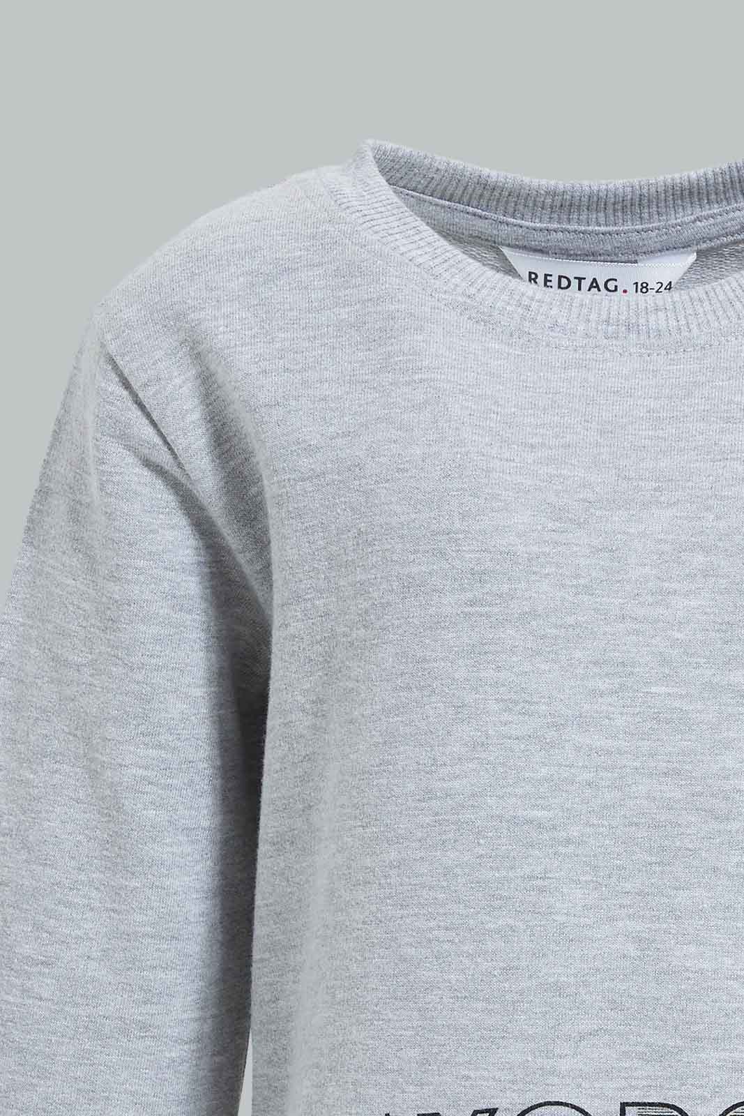 Redtag-Grey-Placement-Print-SweaT-Shirts-Sweatshirts-Infant-Boys-3 to 24 Months