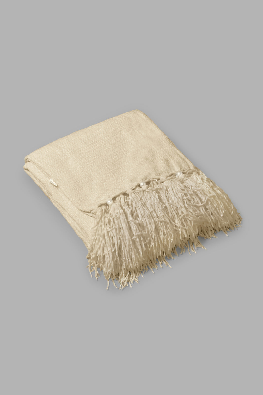 Redtag-Beige-Chenille-Throw-With-Beaded-Fringe-Throws-Home-Bedroom-