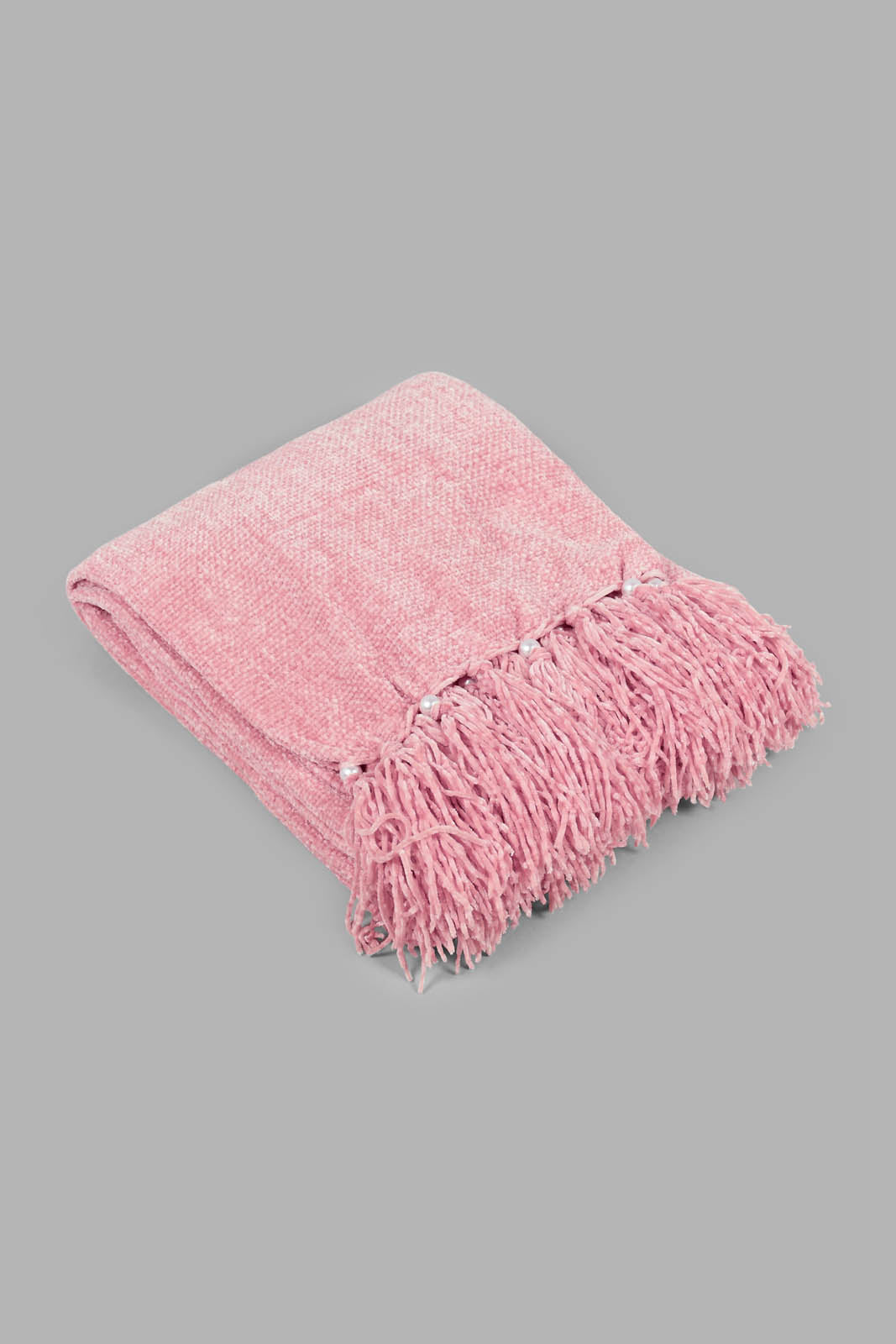 Redtag-Pink-Chenille-Throw-With-Fringe-Category:Throws,-Colour:Pink,-Filter:Home-Bedroom,-HMW-BED-Throws,-NAYA,-New-In,-New-In-HMW-BED,-Non-Sale,-S22C,-Section:Homewares-Home-Bedroom-