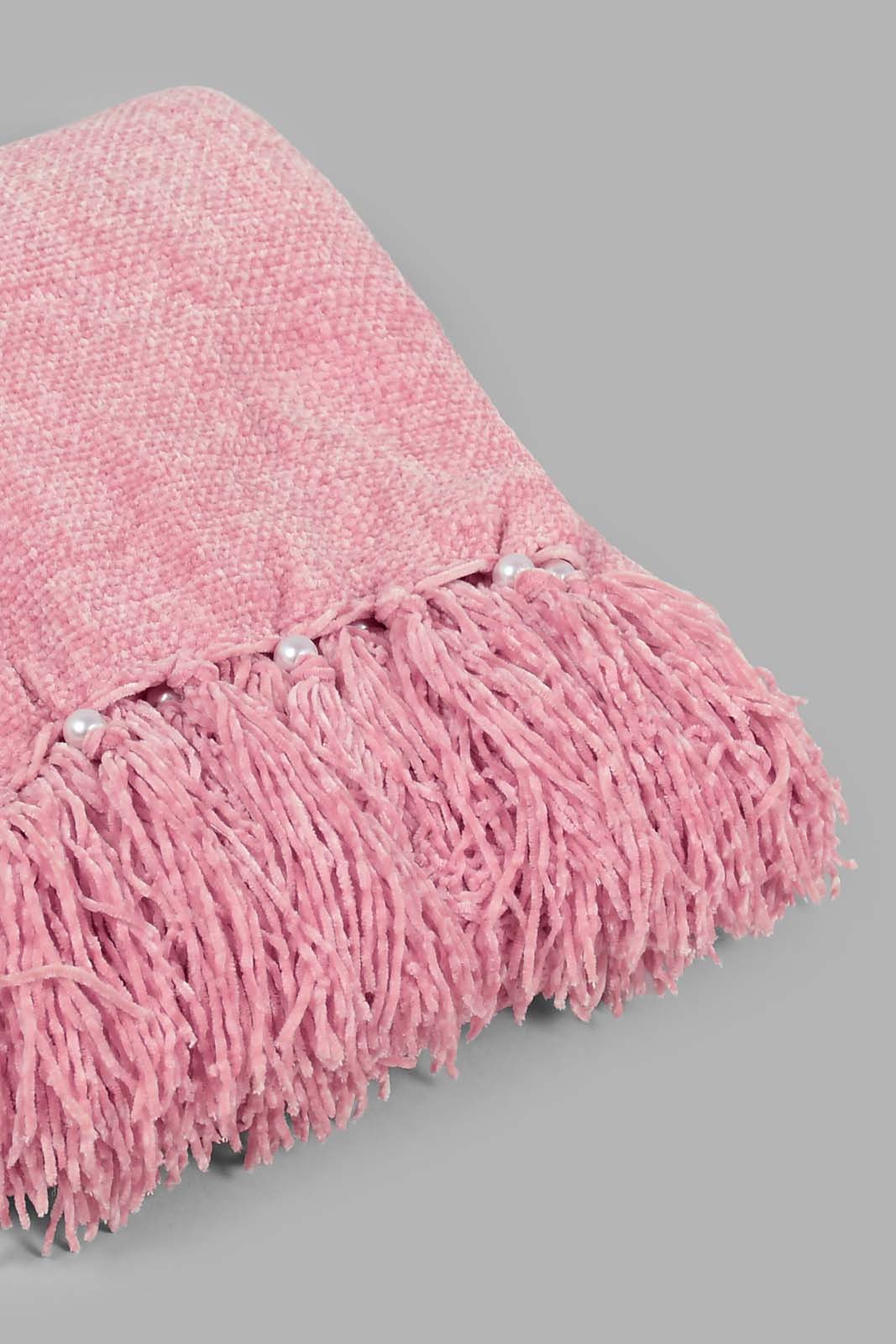 Redtag-Pink-Chenille-Throw-With-Fringe-Category:Throws,-Colour:Pink,-Filter:Home-Bedroom,-HMW-BED-Throws,-NAYA,-New-In,-New-In-HMW-BED,-Non-Sale,-S22C,-Section:Homewares-Home-Bedroom-