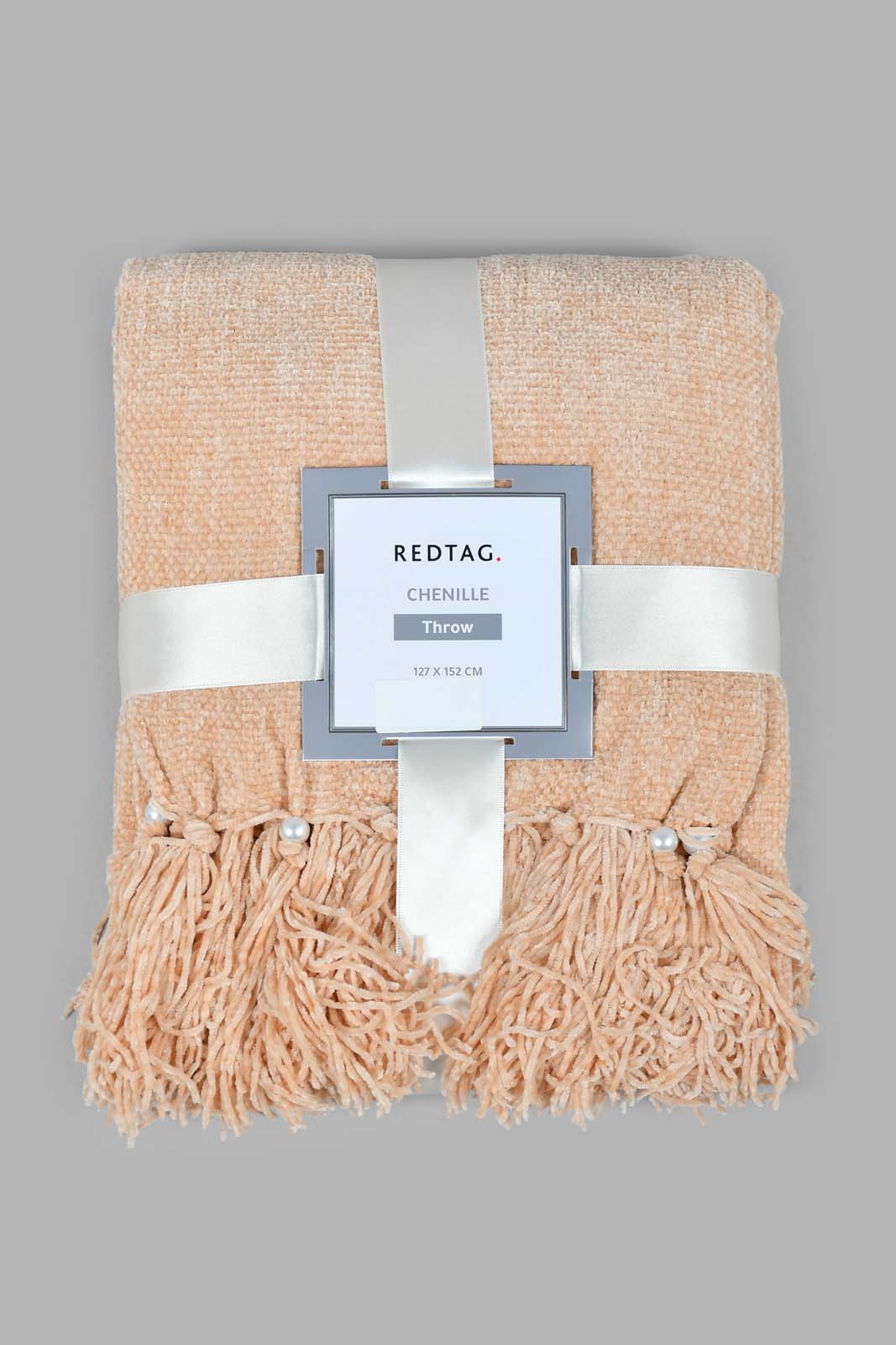Redtag-Beige-Chenille-Throw-With-Beaded-Fringe-Category:Throws,-Colour:Beige,-Filter:Home-Bedroom,-HMW-BED-Throws,-LEGACY,-New-In,-New-In-HMW-BED,-Non-Sale,-S22C,-Section:Homewares-Home-Bedroom-