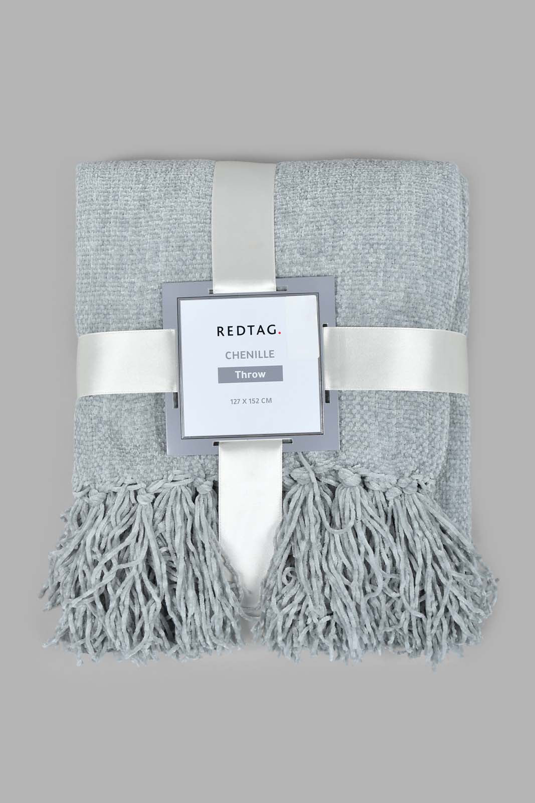 Redtag-Grey-Chenille-Throw-With-Fringe-Category:Throws,-Colour:Grey,-Filter:Home-Bedroom,-HMW-BED-Throws,-LEGACY,-New-In,-New-In-HMW-BED,-Non-Sale,-S22C,-Section:Homewares-Home-Bedroom-