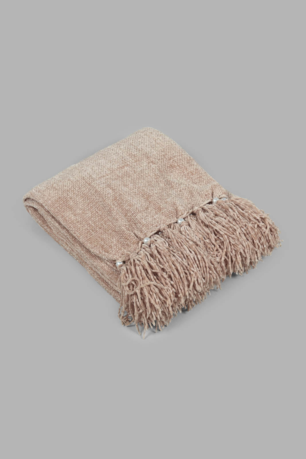 Redtag-Brown-Chenille-Throw-With-Fringe-Category:Throws,-Colour:Brown,-Filter:Home-Bedroom,-HARMONY,-HMW-BED-Throws,-New-In,-New-In-HMW-BED,-Non-Sale,-S22C,-Section:Homewares-Home-Bedroom-
