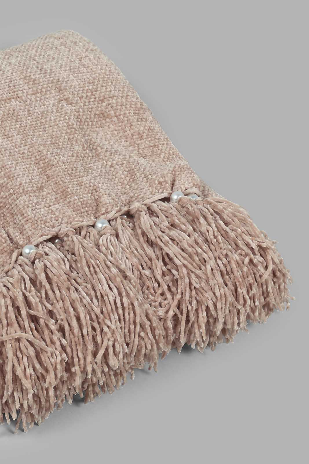 Redtag-Brown-Chenille-Throw-With-Fringe-Category:Throws,-Colour:Brown,-Filter:Home-Bedroom,-HARMONY,-HMW-BED-Throws,-New-In,-New-In-HMW-BED,-Non-Sale,-S22C,-Section:Homewares-Home-Bedroom-