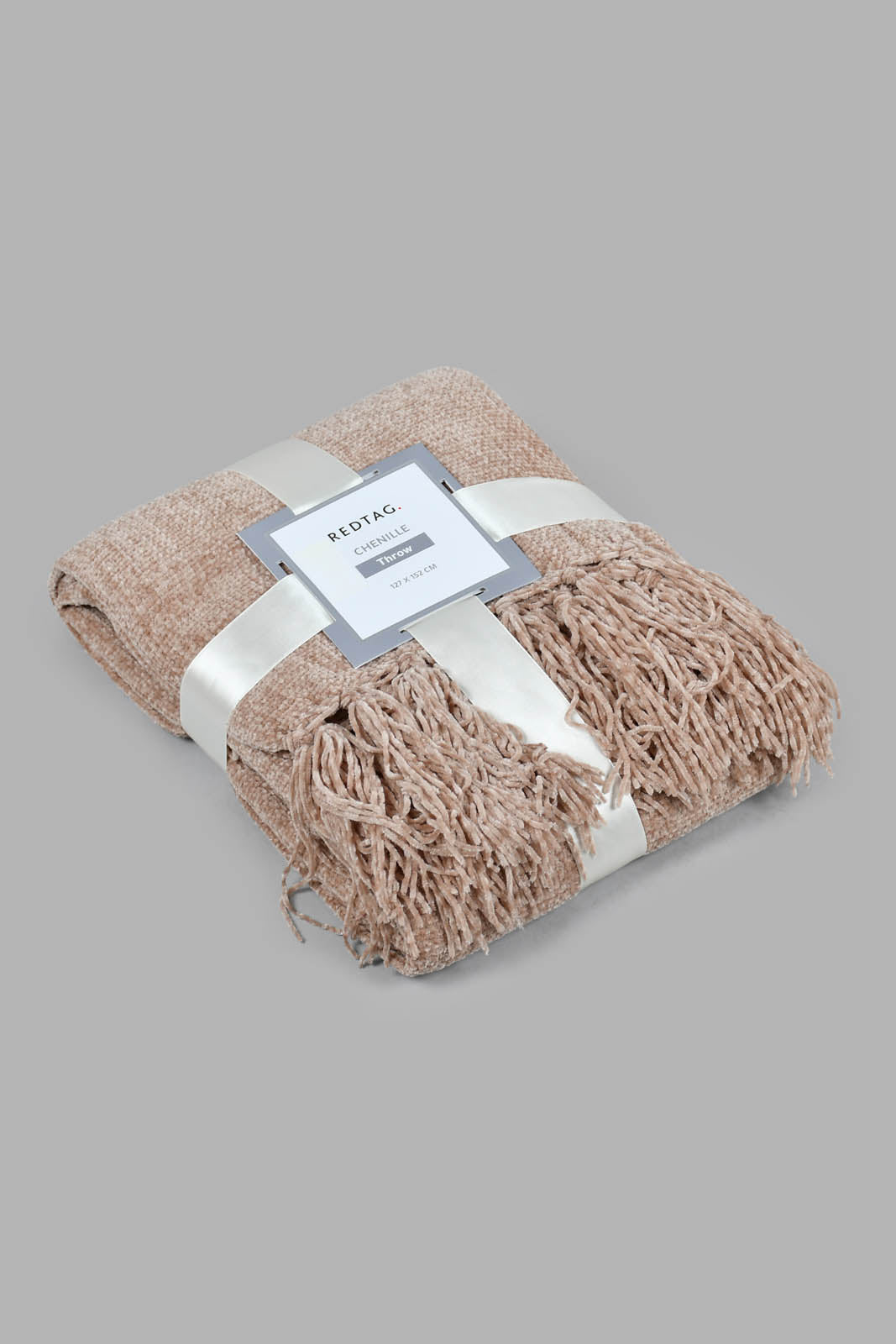 Redtag-Brown-Chenille-Throw-With-Fringe-Category:Throws,-Colour:Brown,-Filter:Home-Bedroom,-HARMONY,-HMW-BED-Throws,-New-In,-New-In-HMW-BED,-Non-Sale,-S22C,-Section:Homewares-Home-Bedroom-