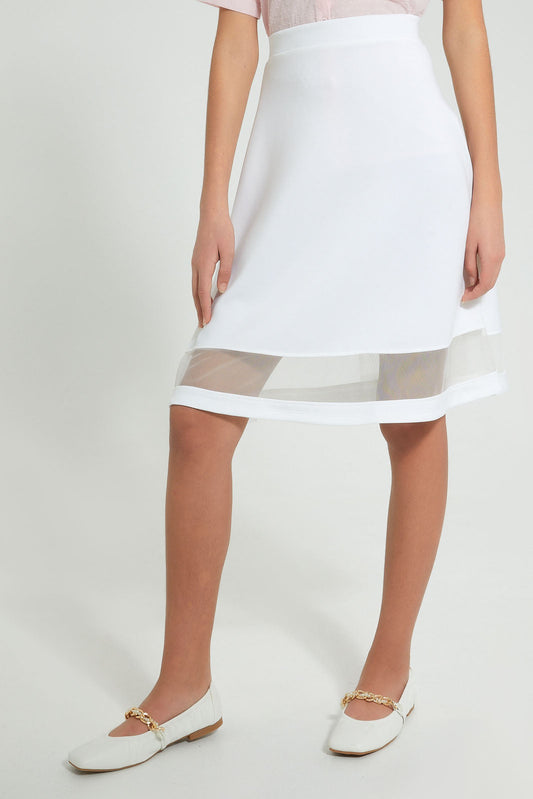 Redtag-White-Skater-Scuba-Skirt-Skirts-Senior-Girls-9 to 14 Years