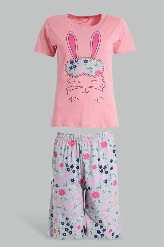Redtag-Pink-Short-Sets-Pyjama-Sets-Senior-Girls-9 to 14 Years