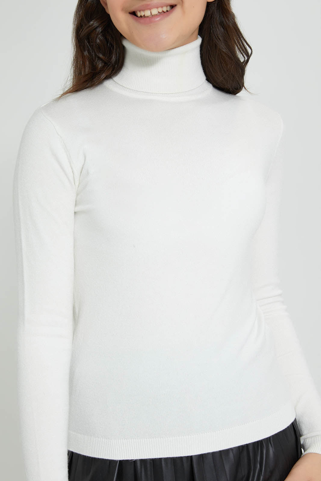 Redtag-White-Turtle-Neck-Pullover-Jumpers-Senior-Girls-9 to 14 Years