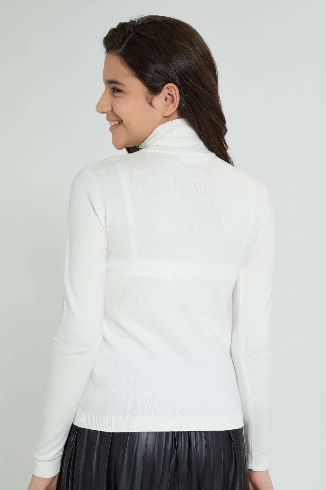 Redtag-White-Turtle-Neck-Pullover-Jumpers-Senior-Girls-9 to 14 Years