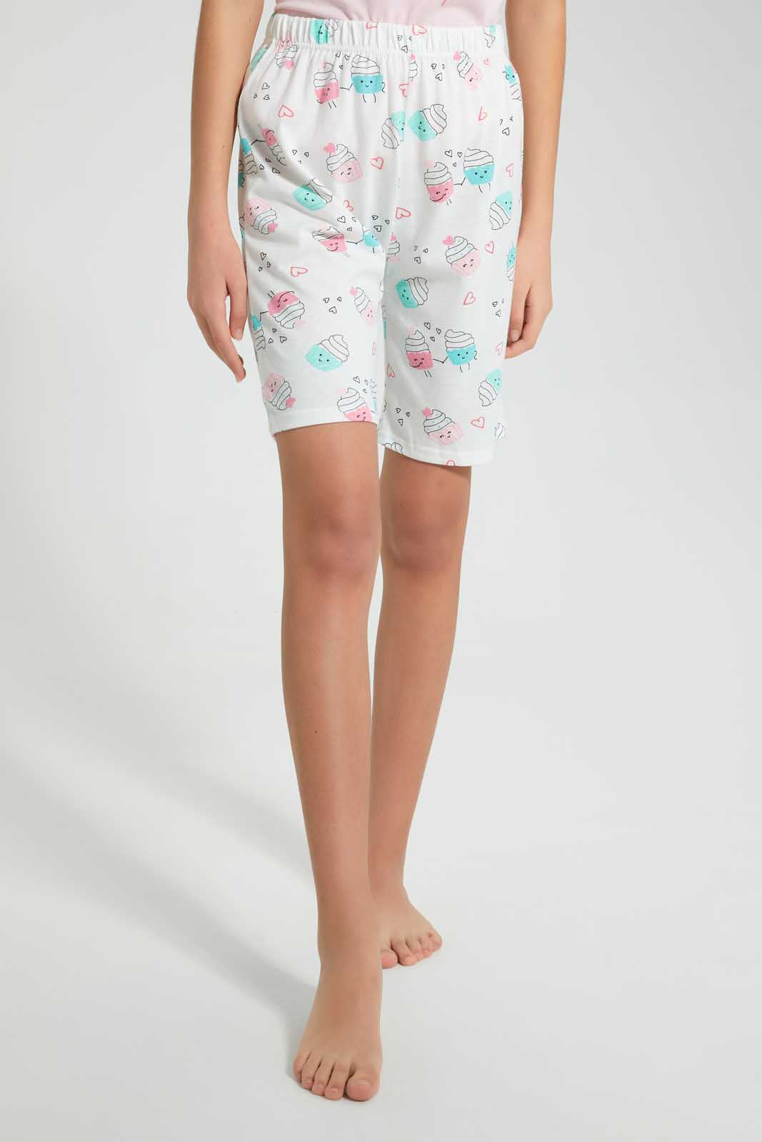 Redtag-Pink-Cupcake-Short-Sets-Pyjama-Sets-Senior-Girls-9 to 14 Years