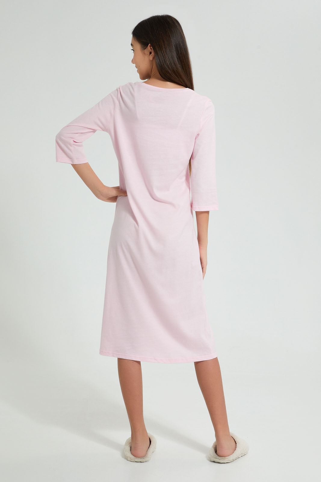 Redtag-Pink-Butterfly-Longer-Length-Night-Dress-Nightshirts-Senior-Girls-9 to 14 Years
