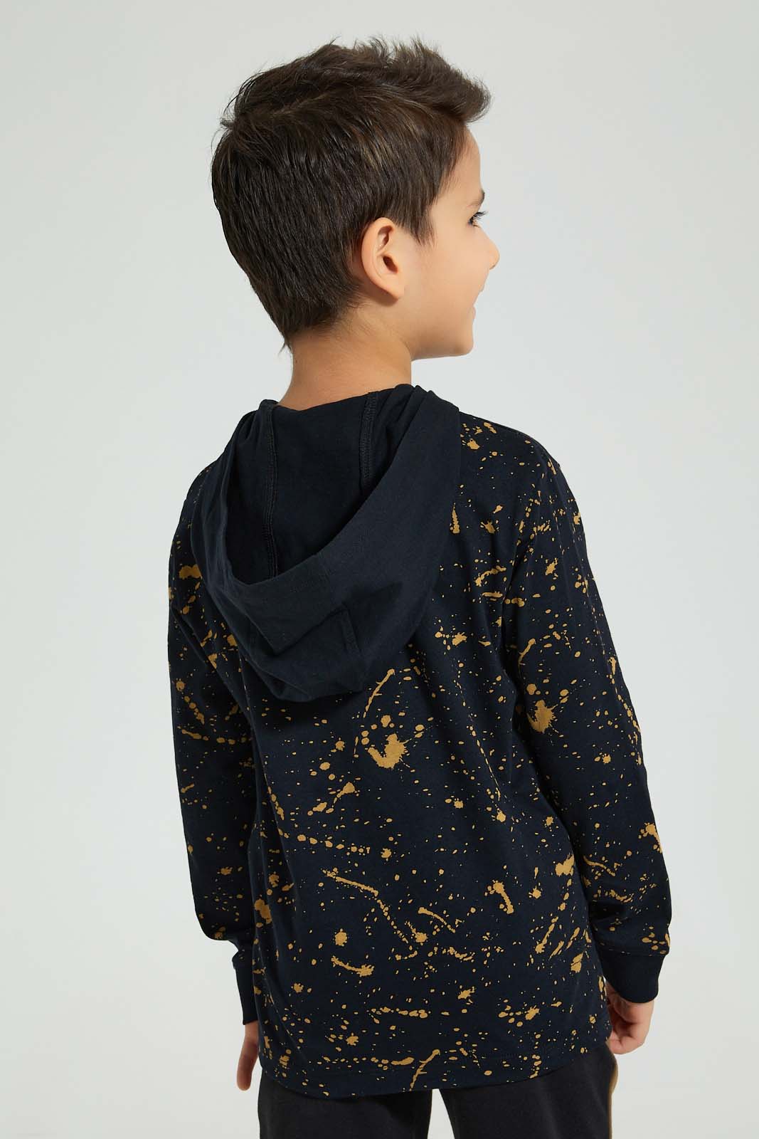 Redtag-Black-Splat-Print-Hooded-Long-Sleeve-T-Shirt-Boys-T-Shirts,-Colour:Black,-Filter:Boys-(2-to-8-Yrs),-New-In,-New-In-BOY,-Non-Sale,-S22A,-Section:Kidswear-Boys-2 to 8 Years