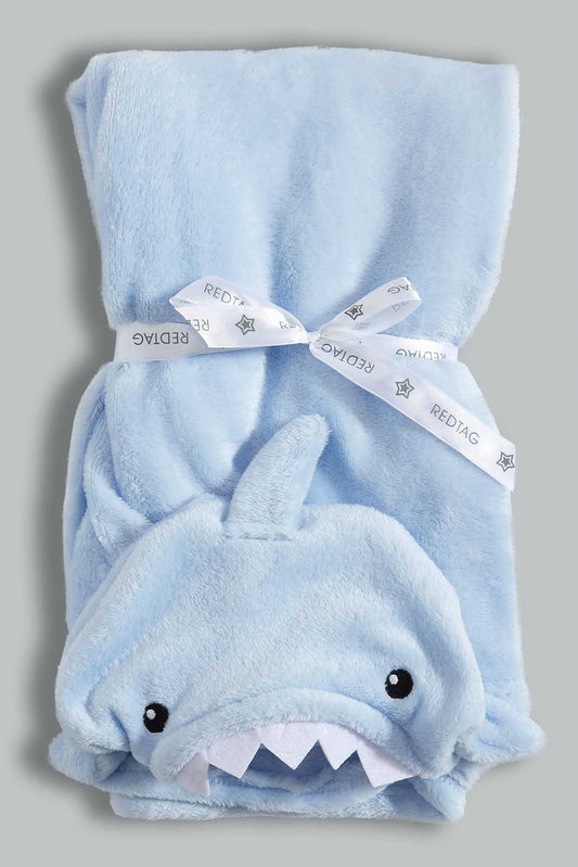 Redtag-Blue-Whale-Hooded-Blanket-Baby-Blankets-Baby-0 to 12 Months