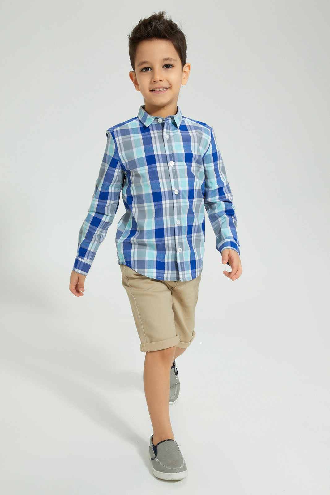 Redtag-Mint-Long-Sleeve-Check-Shirt-Boys-Shirts,-Colour:Mint,-Filter:Boys-(2-to-8-Yrs),-New-In,-New-In-BOY,-Non-Sale,-S22B,-Section:Kidswear-Boys-2 to 8 Years