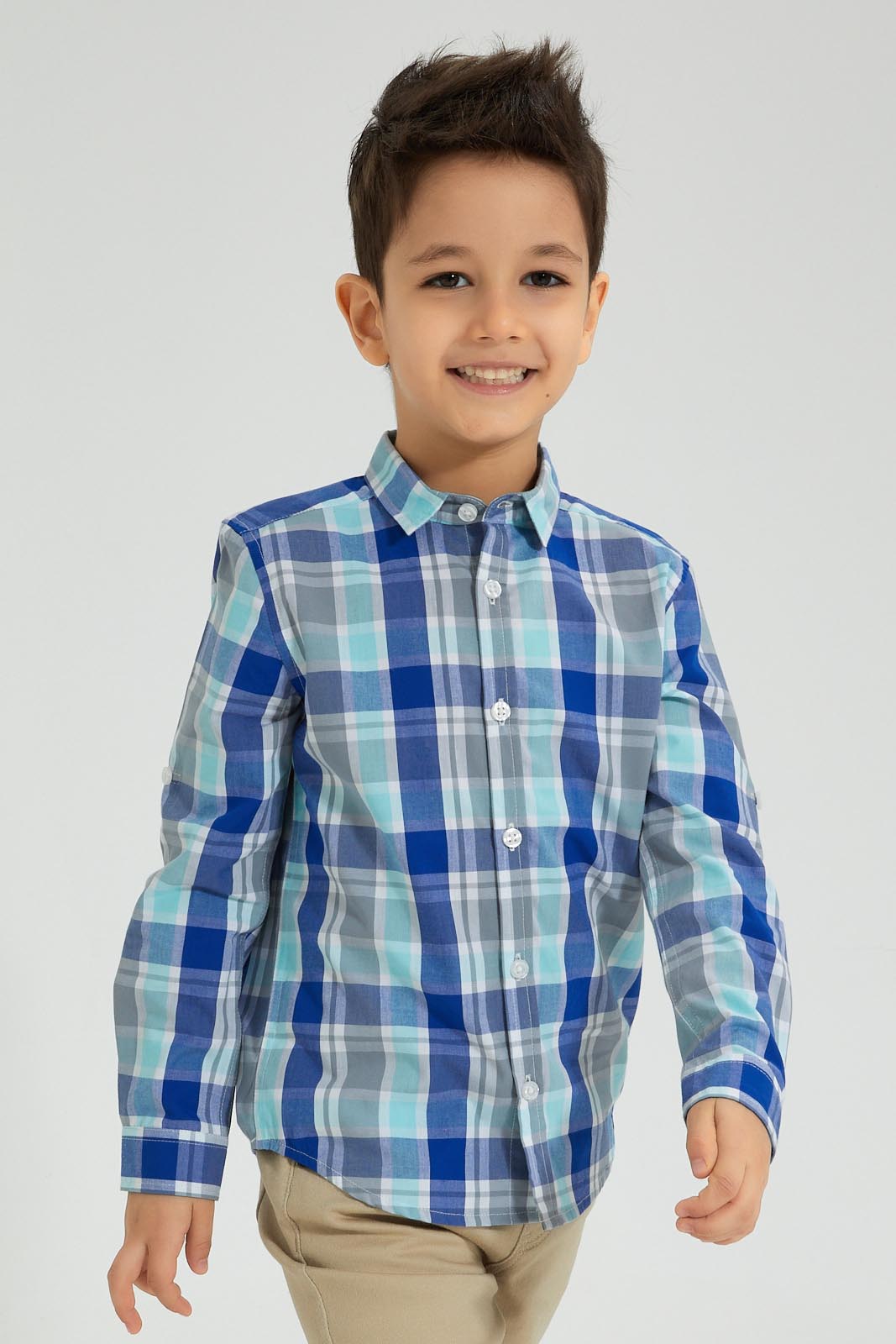 Redtag-Mint-Long-Sleeve-Check-Shirt-Boys-Shirts,-Colour:Mint,-Filter:Boys-(2-to-8-Yrs),-New-In,-New-In-BOY,-Non-Sale,-S22B,-Section:Kidswear-Boys-2 to 8 Years