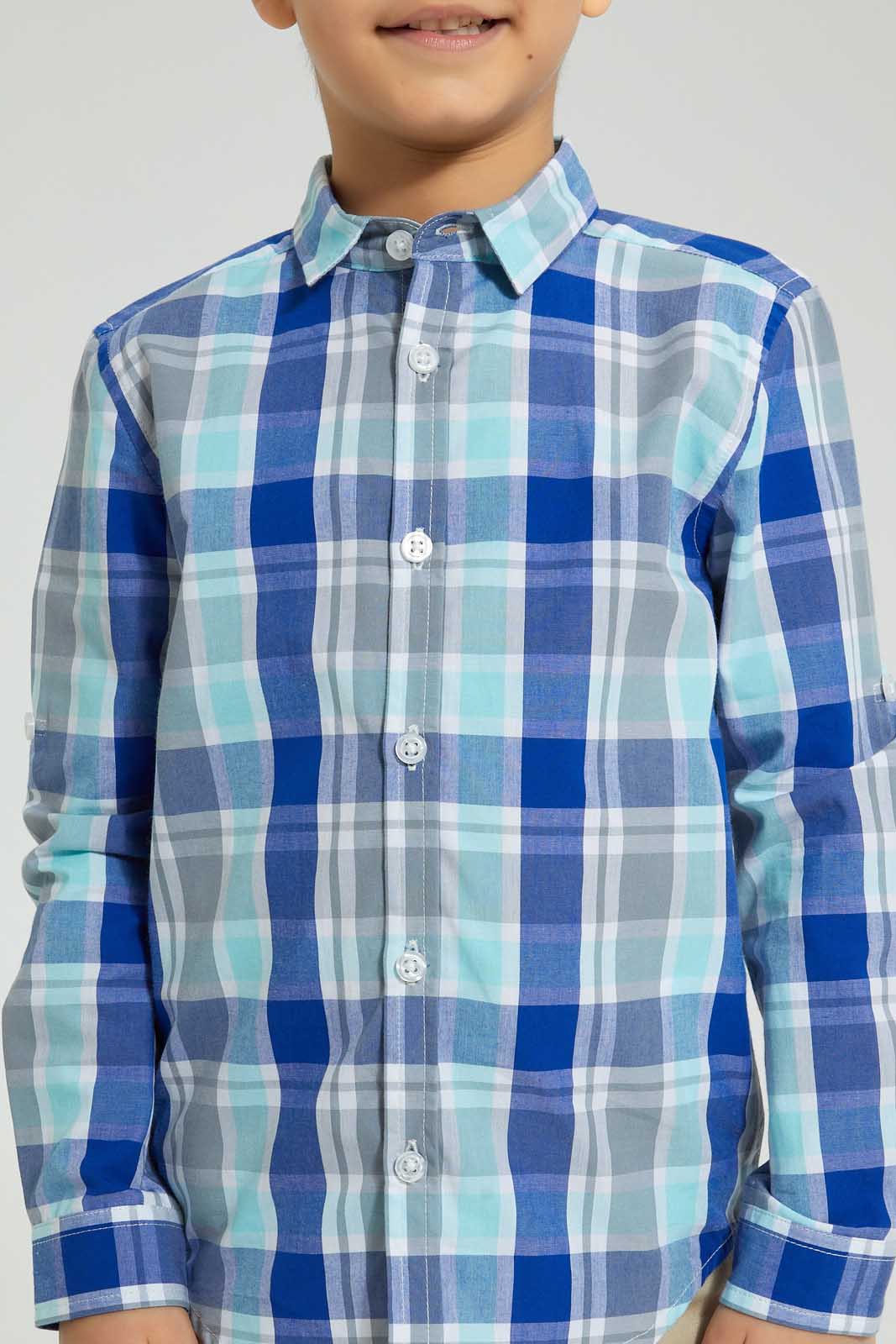 Redtag-Mint-Long-Sleeve-Check-Shirt-Boys-Shirts,-Colour:Mint,-Filter:Boys-(2-to-8-Yrs),-New-In,-New-In-BOY,-Non-Sale,-S22B,-Section:Kidswear-Boys-2 to 8 Years
