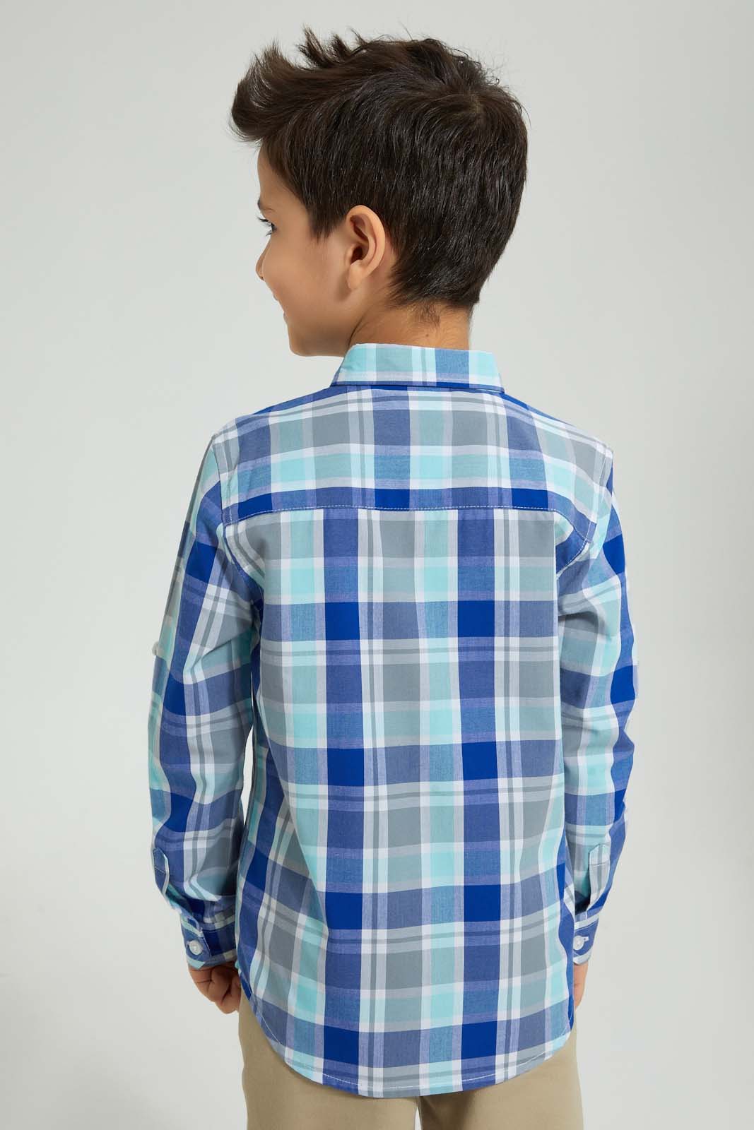 Redtag-Mint-Long-Sleeve-Check-Shirt-Boys-Shirts,-Colour:Mint,-Filter:Boys-(2-to-8-Yrs),-New-In,-New-In-BOY,-Non-Sale,-S22B,-Section:Kidswear-Boys-2 to 8 Years