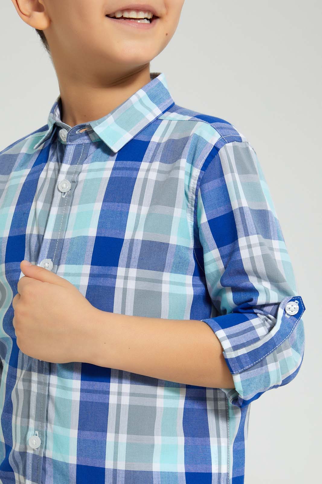 Redtag-Mint-Long-Sleeve-Check-Shirt-Boys-Shirts,-Colour:Mint,-Filter:Boys-(2-to-8-Yrs),-New-In,-New-In-BOY,-Non-Sale,-S22B,-Section:Kidswear-Boys-2 to 8 Years