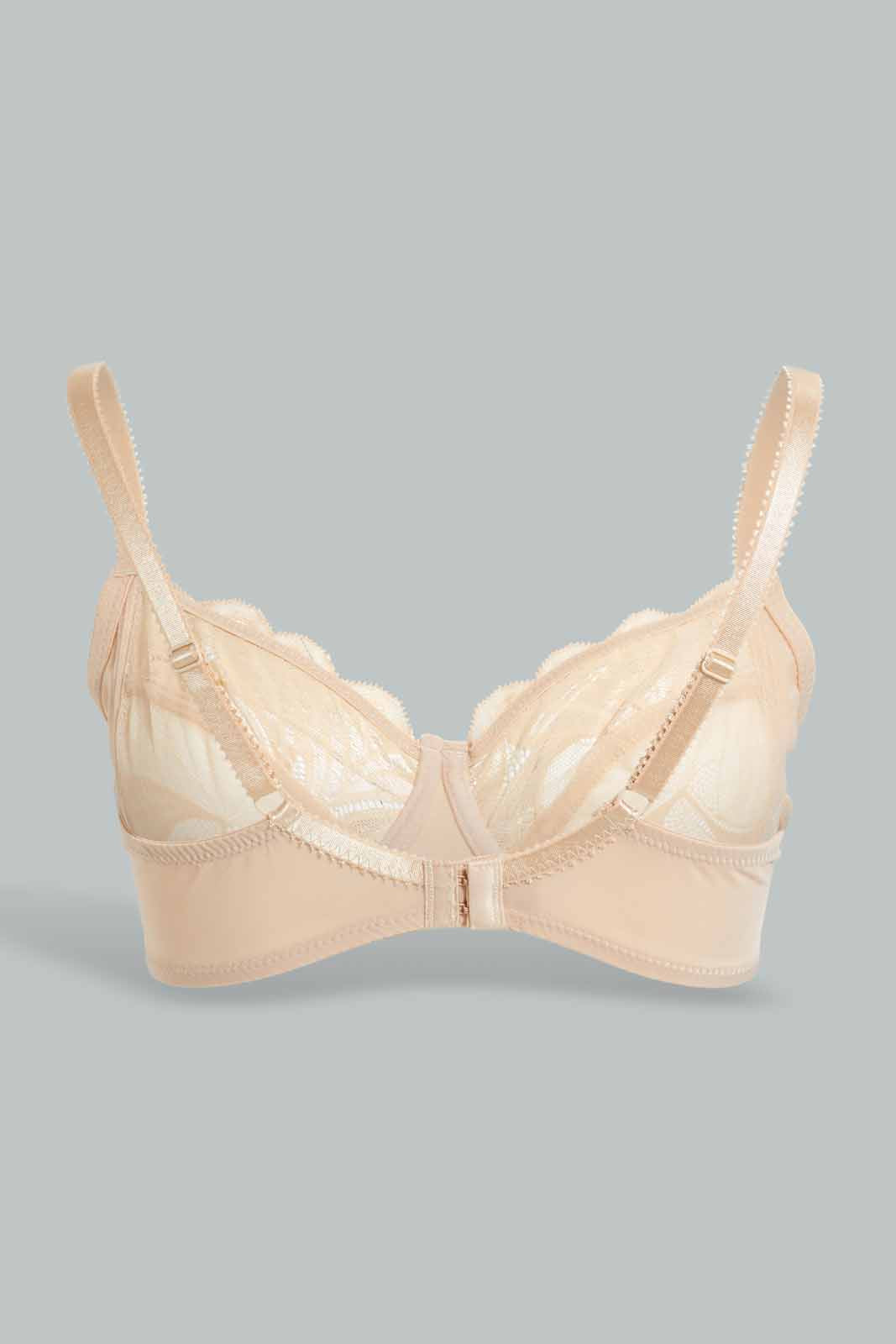 Redtag-Olive/Beige-Plain-Non-Padded-Bra-(2-Pack)-Non-Padded-Bras-Women's-