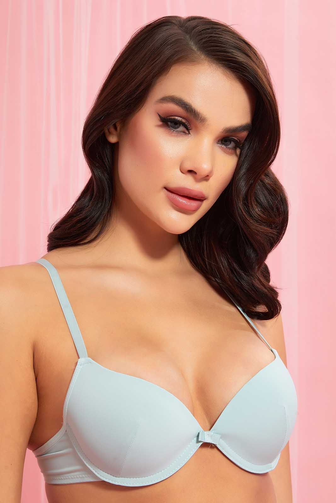 Redtag-Dark-Blush/Mint/Black-Plain-Padded-T-Shirt-Bra-(3-Pack)-T-Shirt-Bras-Women's-