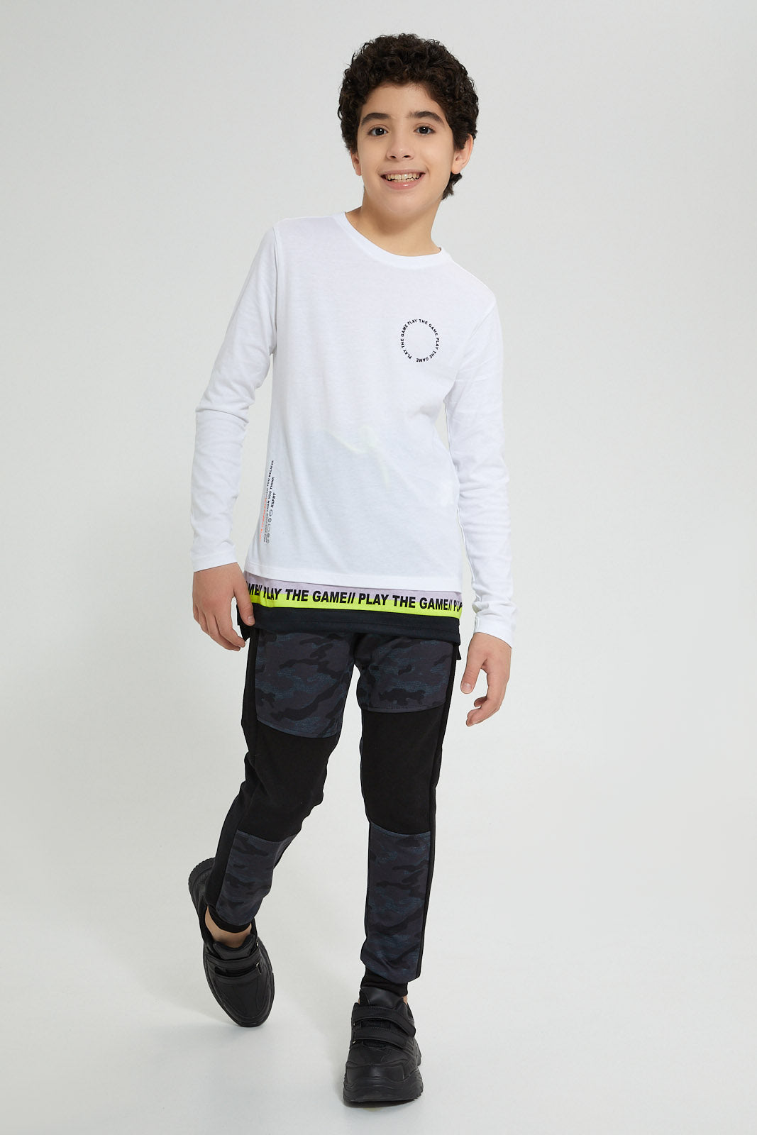Redtag-White-Mesh-Hem-T-Shirts-Graphic-Prints-Senior-Boys-9 to 14 Years