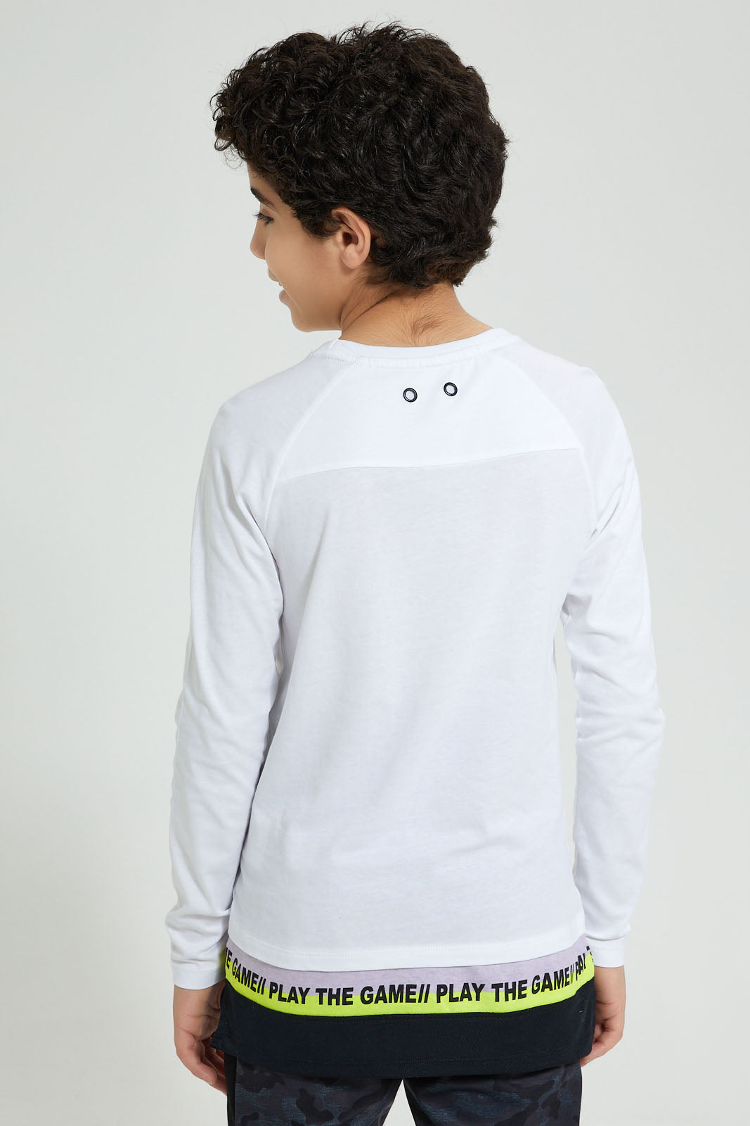 Redtag-White-Mesh-Hem-T-Shirts-Graphic-Prints-Senior-Boys-9 to 14 Years
