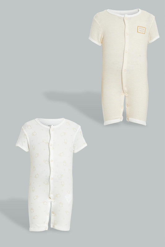 Redtag-Beige-Stripe-And-Animal-Print-Romper-Colour:Beige,-Filter:Baby-(0-to-12-Mths),-NBF-Rompers,-New-In,-New-In-NBF,-Non-Sale,-S22B,-Section:Kidswear-Baby-0 to 12 Months