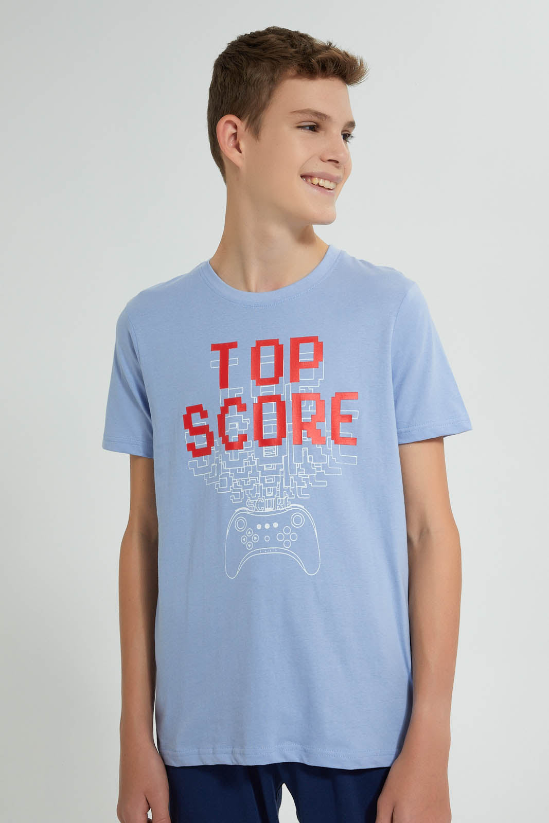Redtag-Blue-Top-Scorer-3Pc-Night-Suit-Pyjama-Sets-Senior-Boys-9 to 14 Years