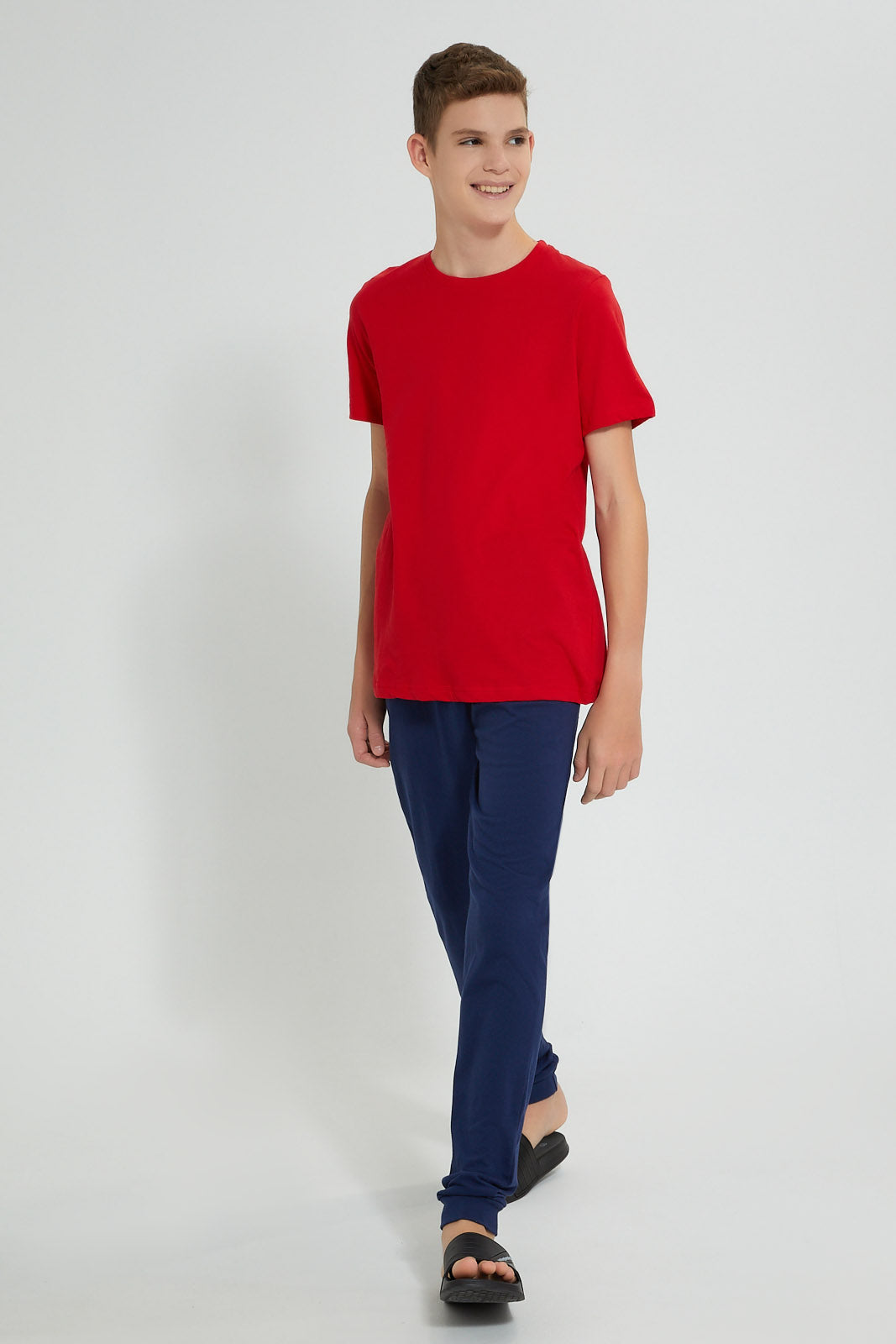 Redtag-Blue-Top-Scorer-3Pc-Night-Suit-Pyjama-Sets-Senior-Boys-9 to 14 Years