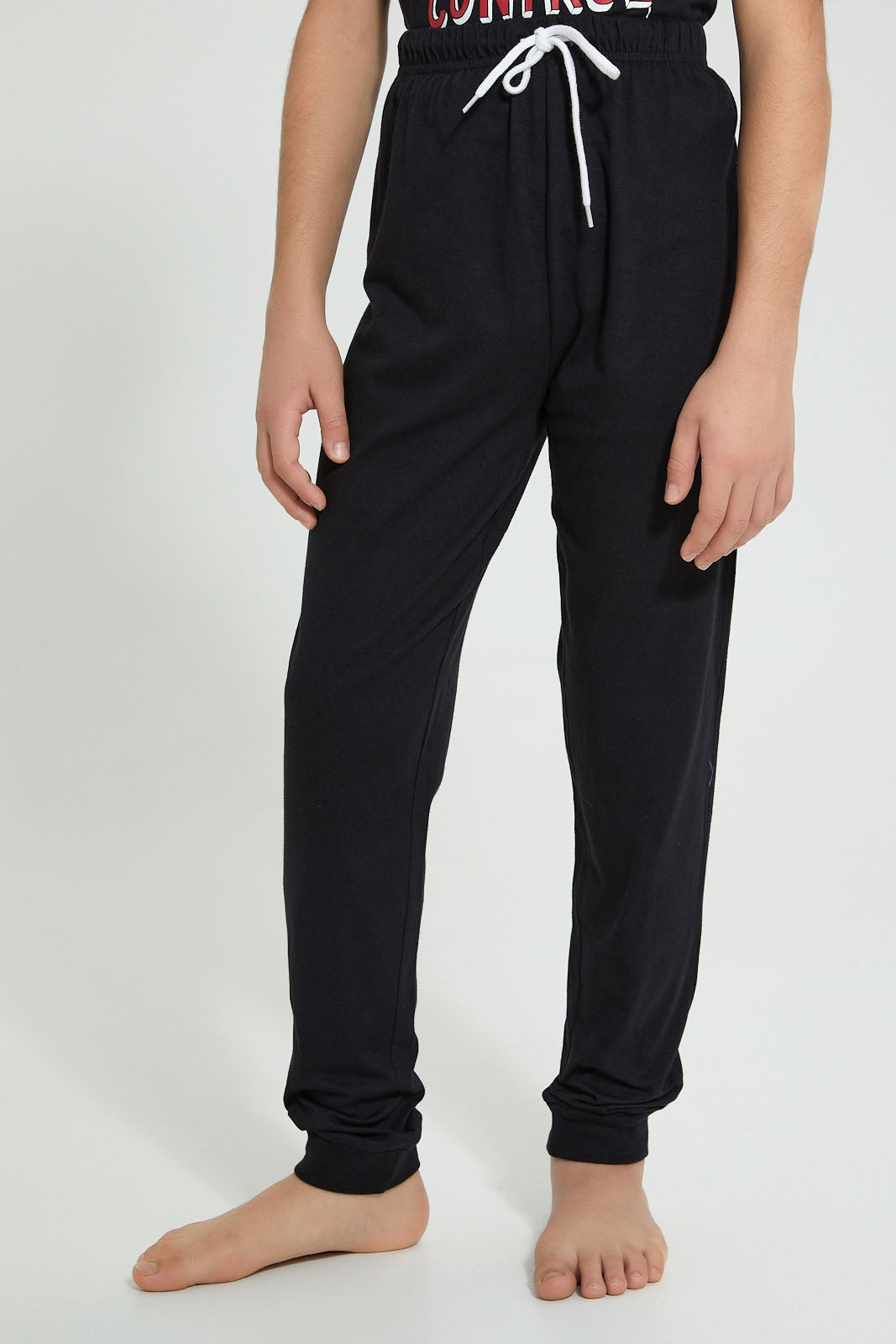 Redtag-Black-Under-Control-Night-Suit-Pyjama-Sets-Senior-Boys-9 to 14 Years