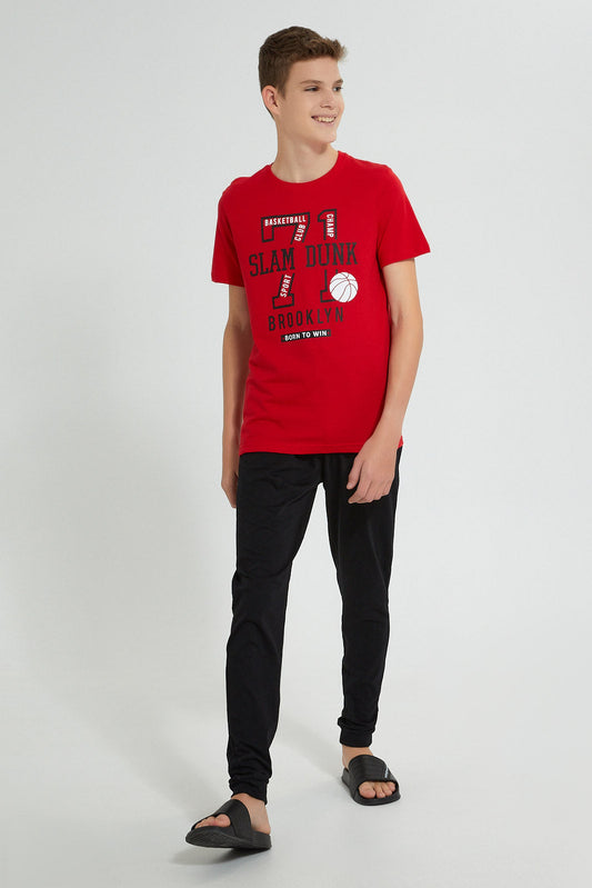 Redtag-Red-Slam-Dunk-3Pc-Night-Suit-Pyjama-Sets-Senior-Boys-9 to 14 Years