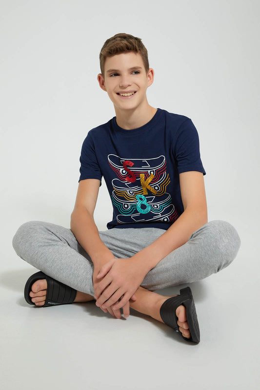 Redtag-Navy-Skate-Night-Suit-Pyjama-Sets-Senior-Boys-9 to 14 Years
