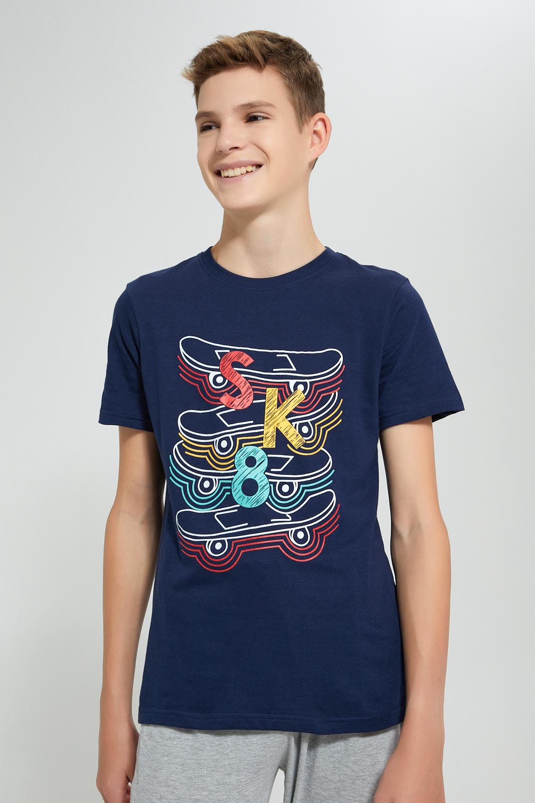 Redtag-Navy-Skate-Night-Suit-Pyjama-Sets-Senior-Boys-9 to 14 Years