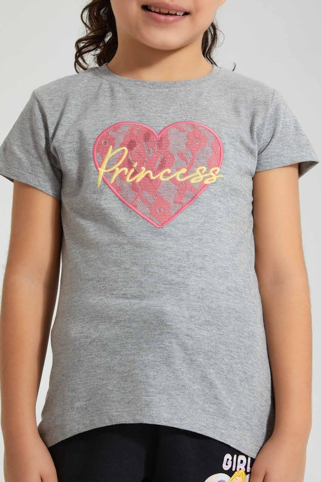 Redtag-Grey-Laced-Lurex-Embroideredroidery-T-Shirt-Colour:Grey,-Filter:Girls-(2-to-8-Yrs),-Girls-T-Shirts,-New-In,-New-In-GIR,-Non-Sale,-S22B,-Section:Kidswear,-TBL-Girls-2 to 8 Years