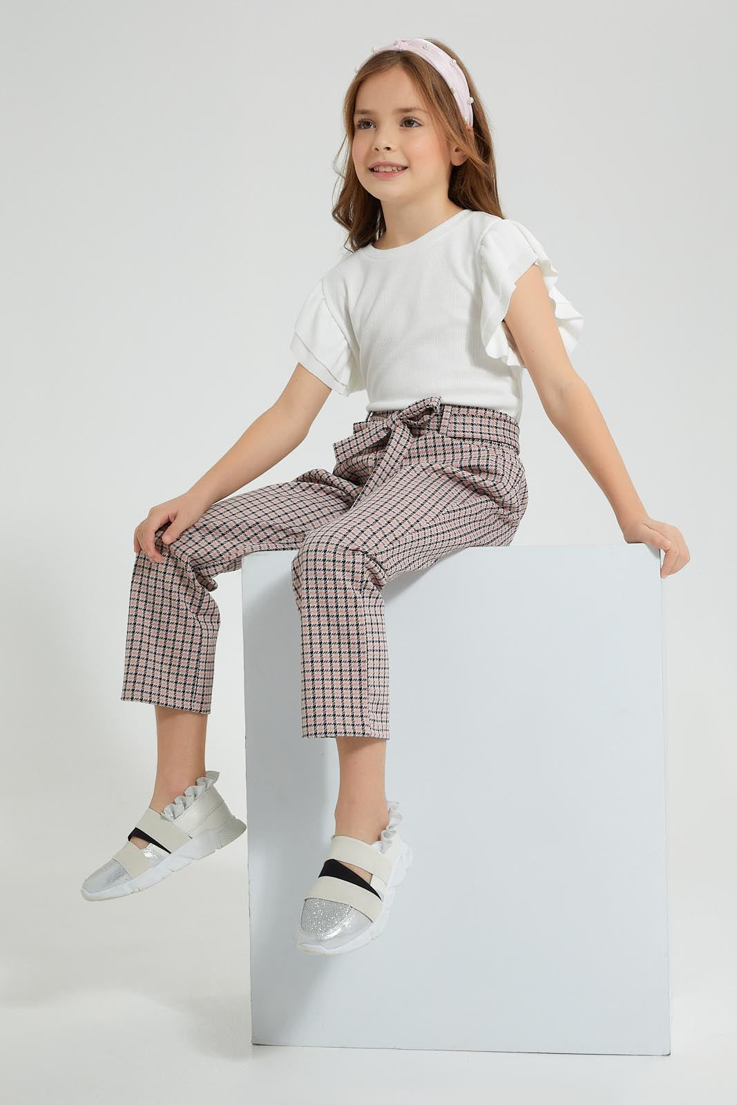 Redtag-White-Rib-Fabric-Frill-Sleeve-T-Shirt-Colour:White,-Filter:Girls-(2-to-8-Yrs),-Girls-T-Shirts,-New-In,-New-In-GIR,-Non-Sale,-S22B,-Section:Kidswear,-TBL-Girls-2 to 8 Years