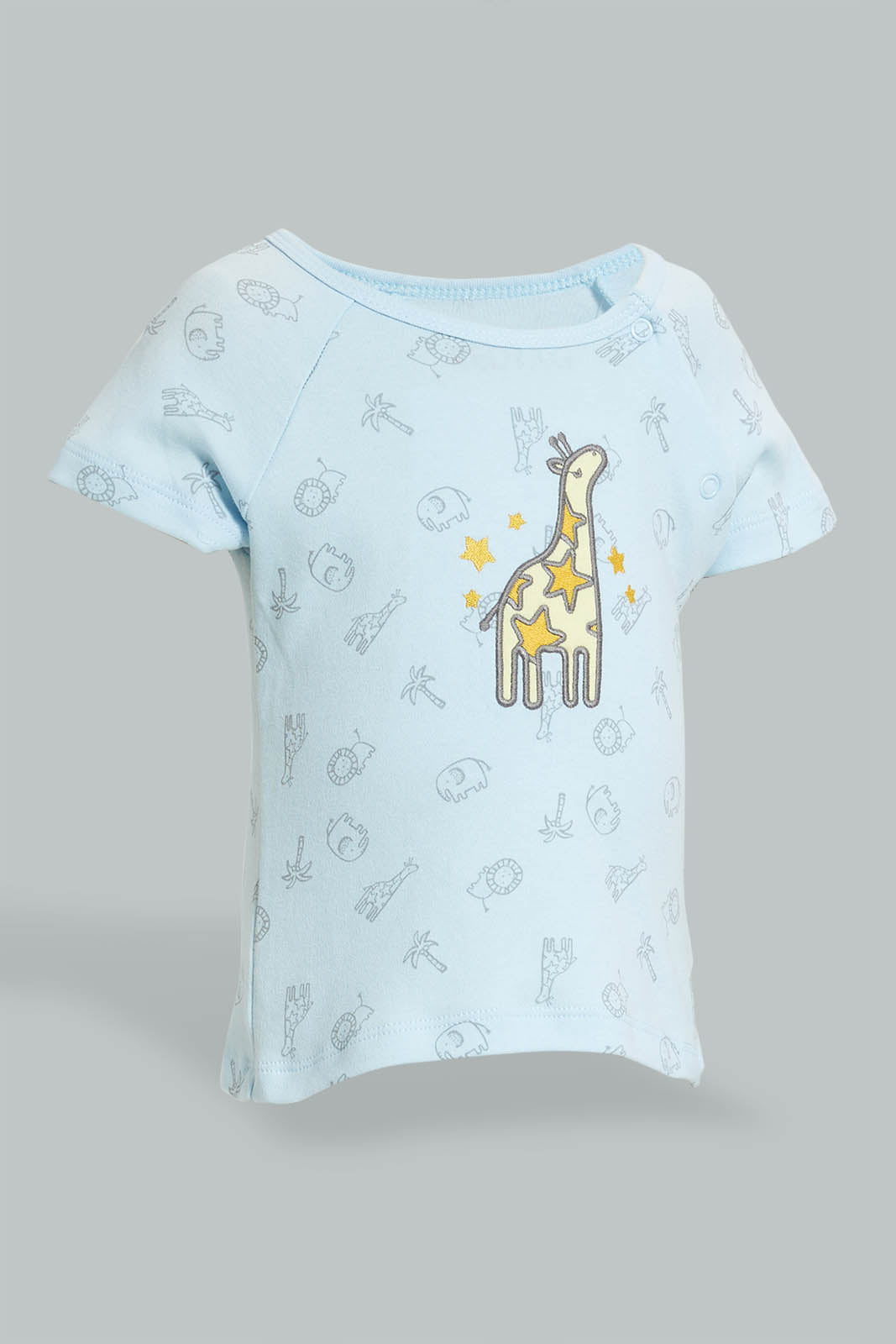Redtag-Blue-And-Yellow-Lion-T-Shirt-&-Shorts-Set-Colour:Blue,-Filter:Baby-(0-to-12-Mths),-NBF-Sleepsuits,-New-In,-New-In-NBF,-Non-Sale,-S22B,-Section:Kidswear-Baby-0 to 12 Months