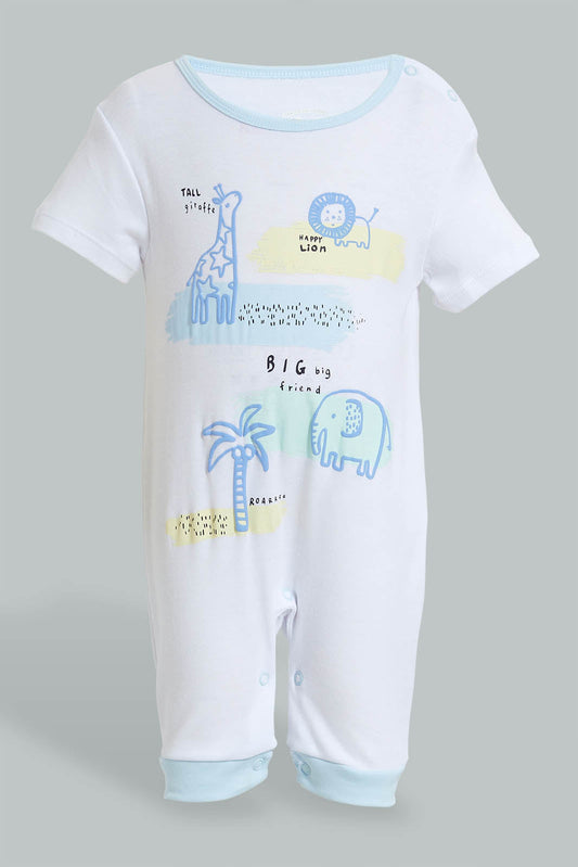 Redtag-White-Animal-Romper-Colour:White,-Filter:Baby-(0-to-12-Mths),-NBF-Rompers,-New-In,-New-In-NBF,-Non-Sale,-S22B,-Section:Kidswear-Baby-0 to 12 Months