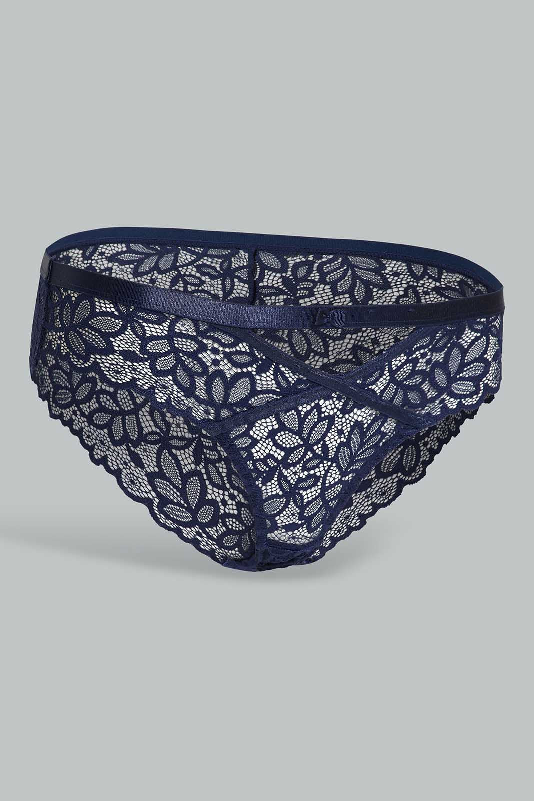 Redtag-Navy/Lt-Blue-Plain-Lace-Boyleg-Brief-(2-Pack)-Category:Briefs,-Colour:Assorted,-Deals:New-In,-Filter:Women's-Clothing,-New-In-Women-APL,-Non-Sale,-Section:Women,-W22O,-Women-Briefs--
