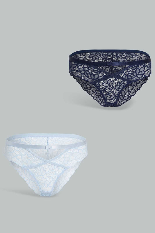 Redtag-Navy/Lt-Blue-Plain-Lace-Boyleg-Brief-(2-Pack)-Category:Briefs,-Colour:Assorted,-Deals:New-In,-Filter:Women's-Clothing,-New-In-Women-APL,-Non-Sale,-Section:Women,-W22O,-Women-Briefs--