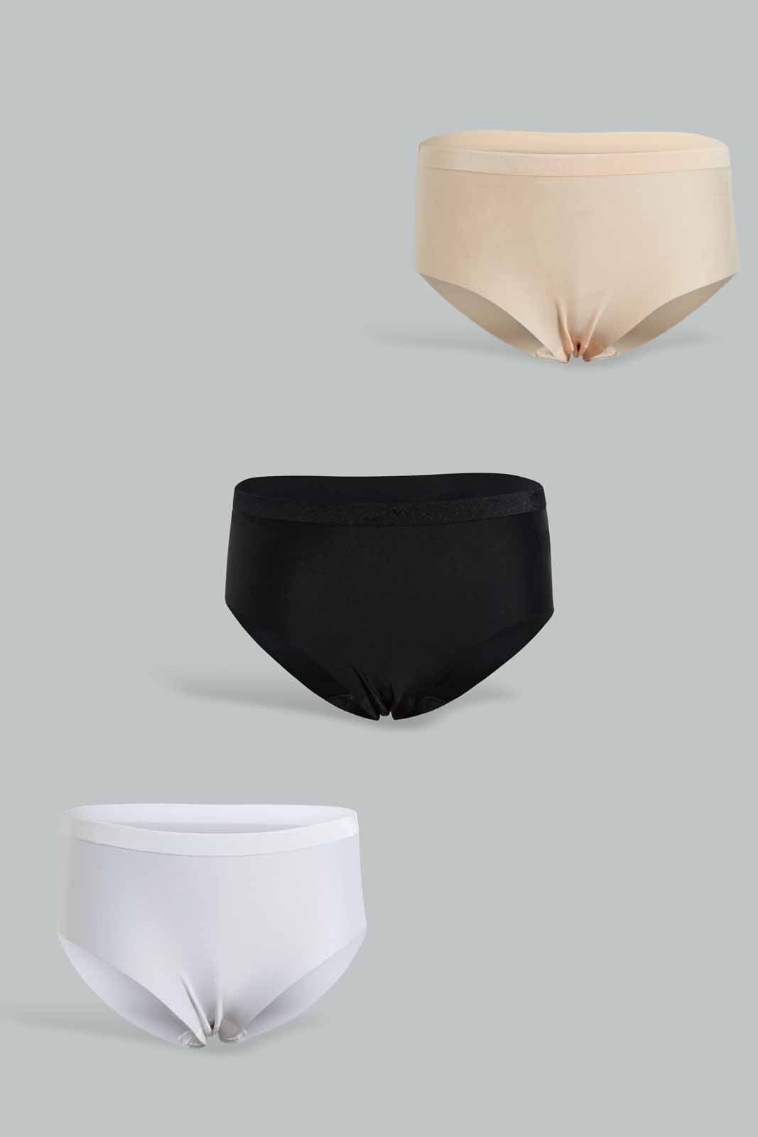 Redtag-Black/Beige/White-Plain-Boyleg-Brief-Briefs-Boyleg-Women's-0