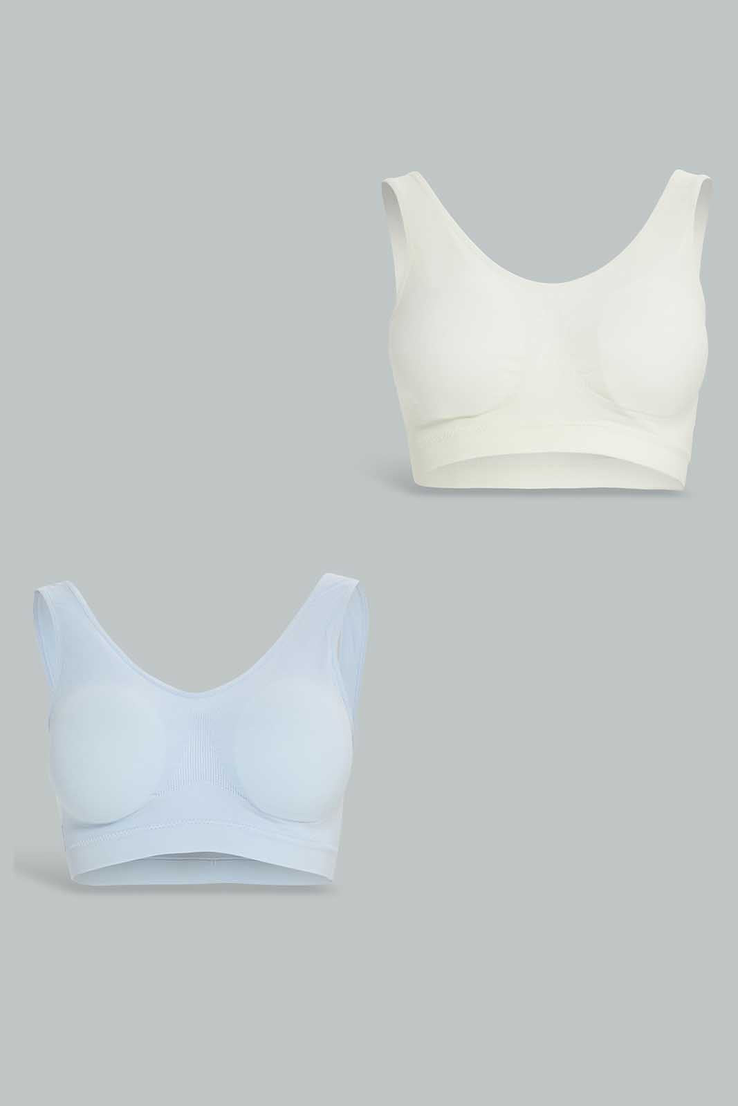 Redtag-Blue/Ivory-Plain-Padded-Comfort-Bra-(2-Pack)-Category:Bras,-Colour:Assorted,-Deals:New-In,-Filter:Women's-Clothing,-New-In-Women-APL,-Non-Sale,-Section:Women,-W22O,-Women-Bras--