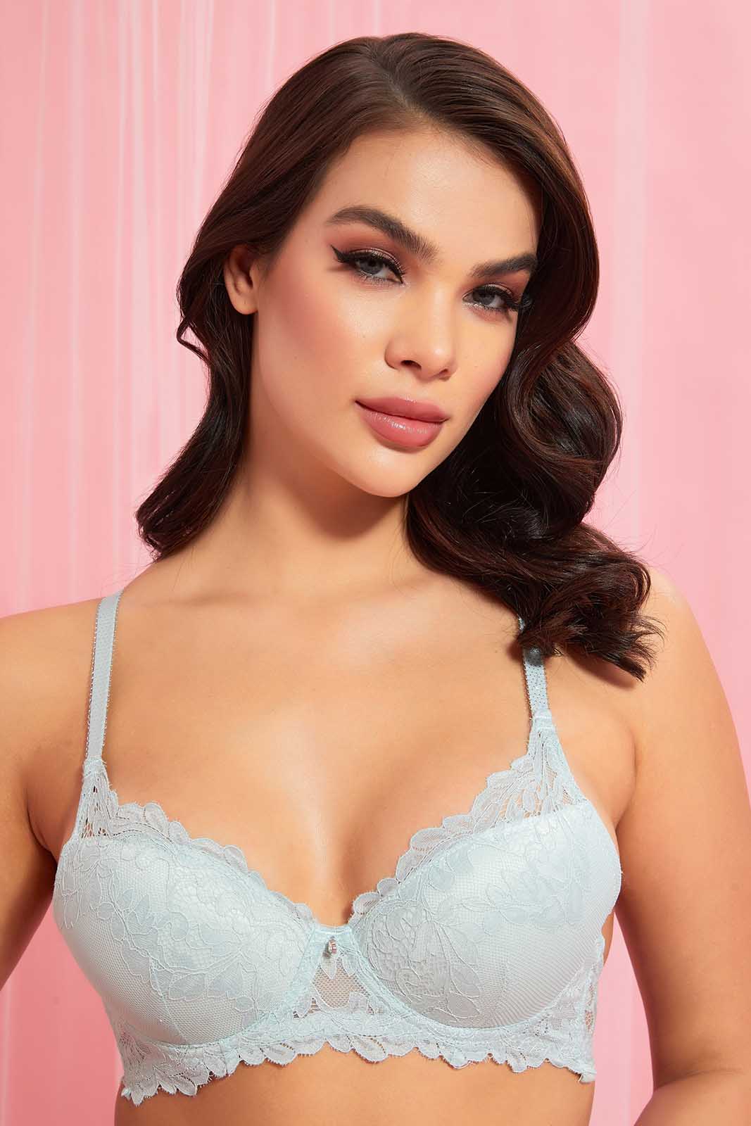 Redtag-Mint/Yellow-Plain-Lace-Padeed-T-Shirt-Bra-(2-Pack)-T-Shirt-Bras-Women's-