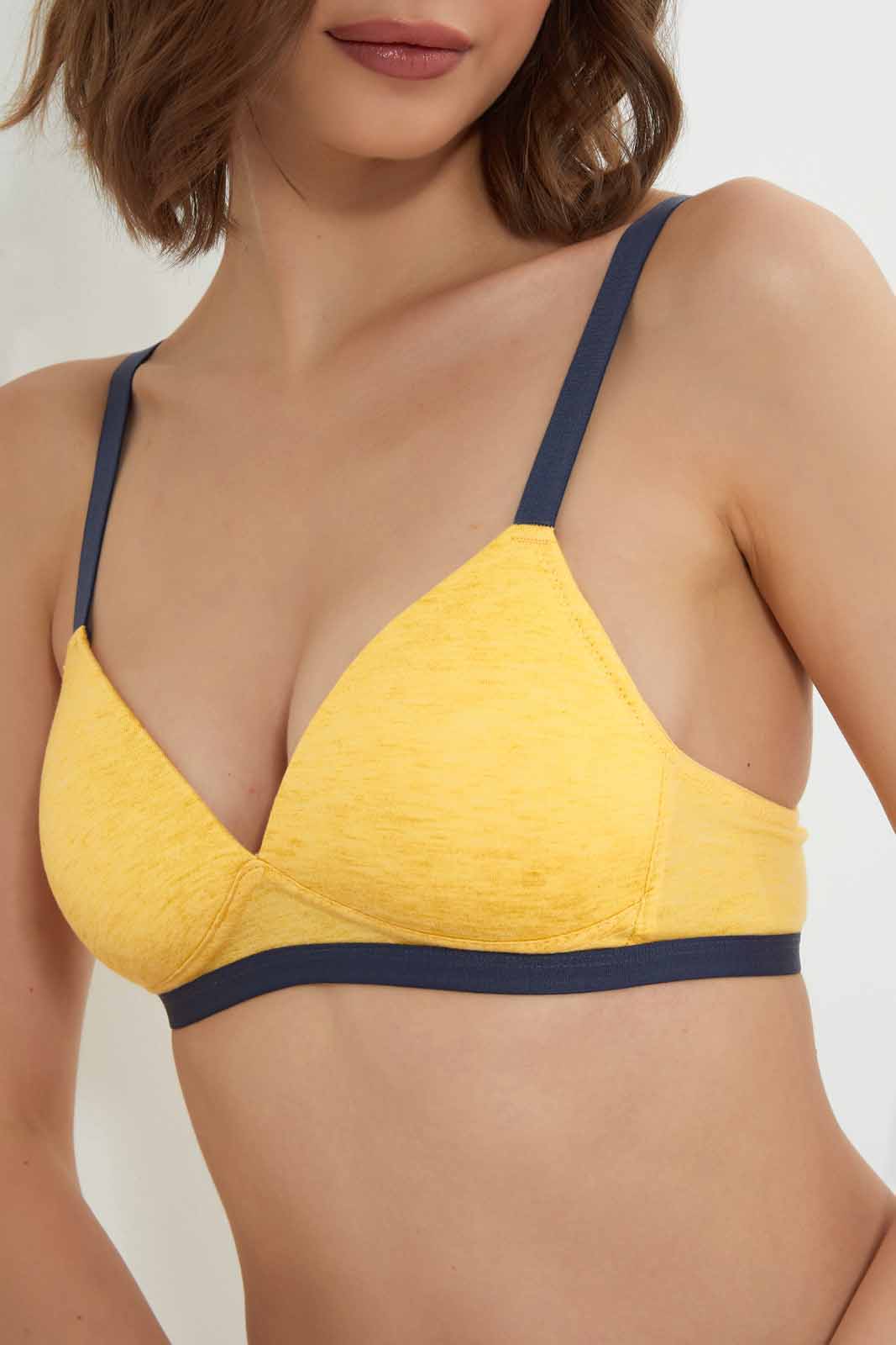 Redtag-Dark-Grey/Yellow-Melange-Plain-Padded-Non-Wired-Bra-(2-Pack)-Category:Bras,-Colour:Assorted,-Deals:3-For-90,-Deals:New-In,-Filter:Women's-Clothing,-New-In-Women-APL,-Section:Women,-W22O,-Women-Bras--