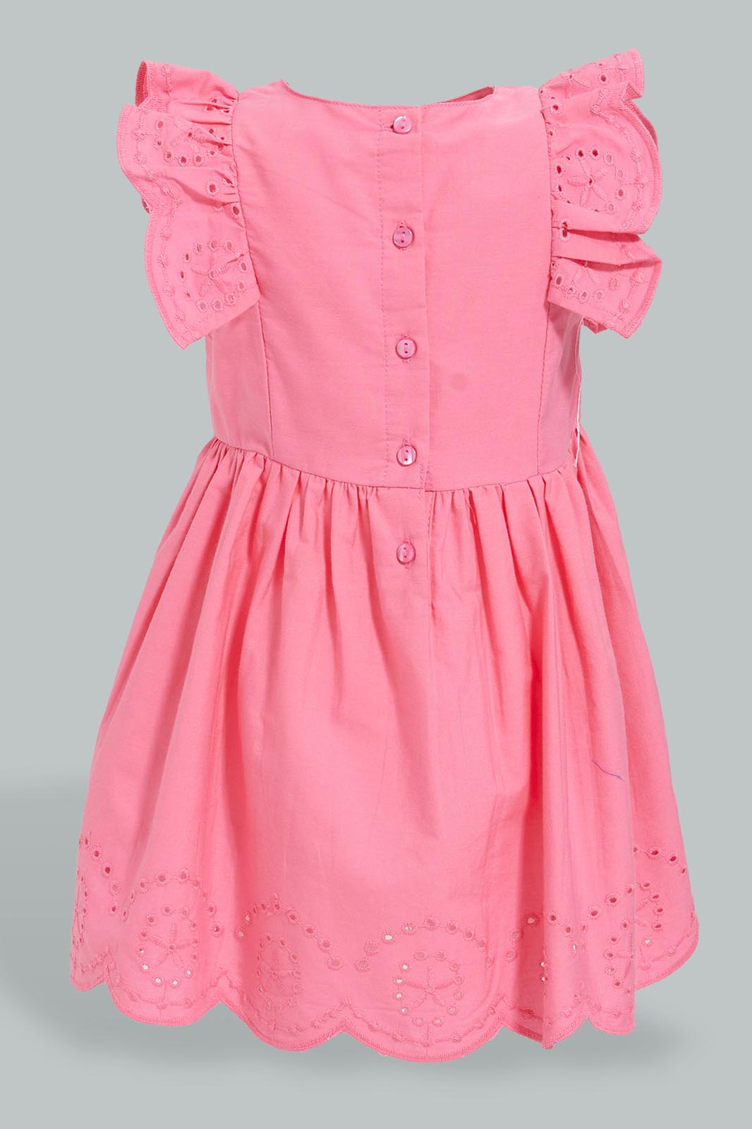 Redtag-Pink-Schiffli-Tank-Straps-With-Ruffle-Sleeve-And-Scallop-Hem-Colour:Pink,-Filter:Infant-Girls-(3-to-24-Mths),-Infant-Girls-Dresses,-New-In,-New-In-ING,-Non-Sale,-S22B,-Section:Kidswear-Infant-Girls-3 to 24 Months
