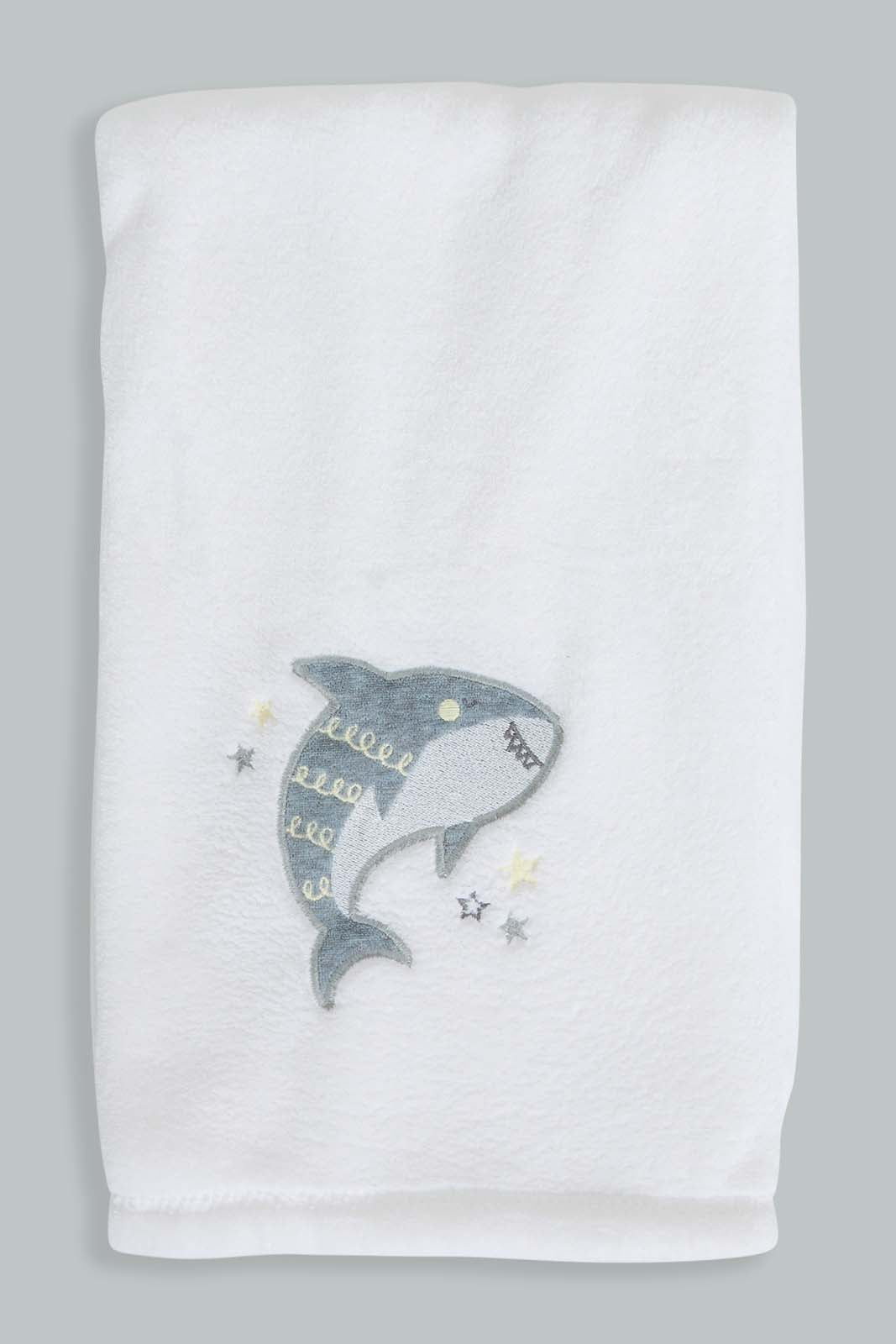Redtag-White-Whale-Fluffy-Blanket-Baby-Blankets-Baby-0 to 12 Months
