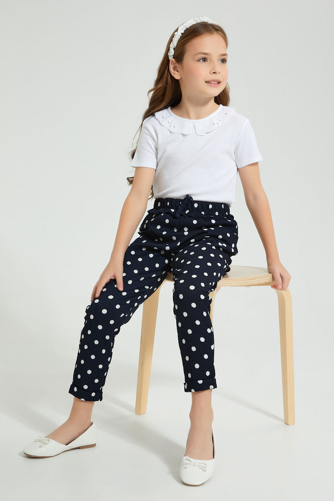 Redtag-Navy-Printed-Spots-Trouser-Colour:Navy,-Filter:Girls-(2-to-8-Yrs),-Girls-Trousers,-New-In,-New-In-GIR,-Non-Sale,-S22B,-Section:Kidswear,-TBL-Girls-2 to 8 Years