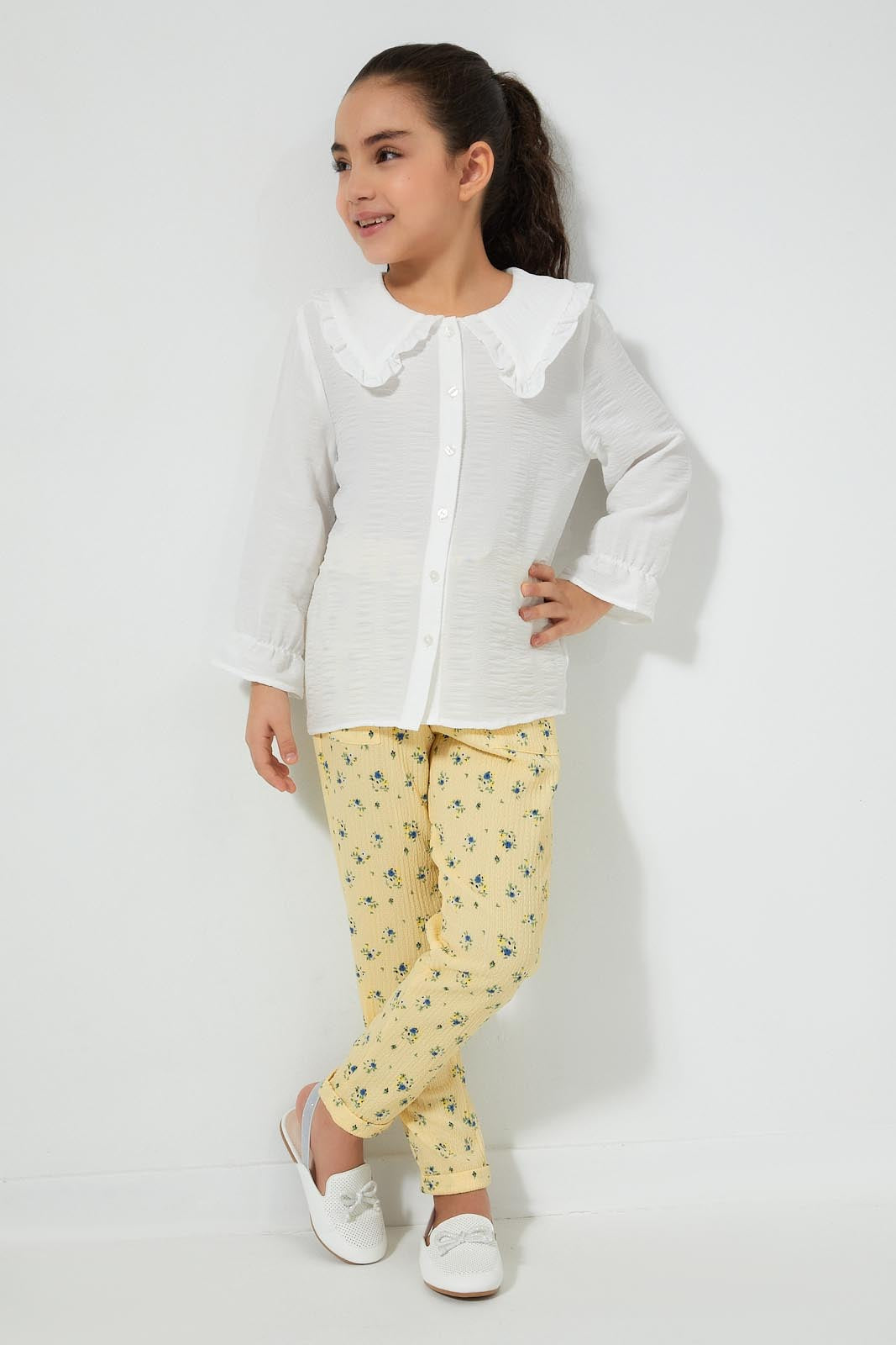 Redtag-Yellow-Floral-Printed-Trouser-Colour:Yellow,-Filter:Girls-(2-to-8-Yrs),-Girls-Trousers,-New-In,-New-In-GIR,-Non-Sale,-S22B,-Section:Kidswear,-TBL-Girls-2 to 8 Years