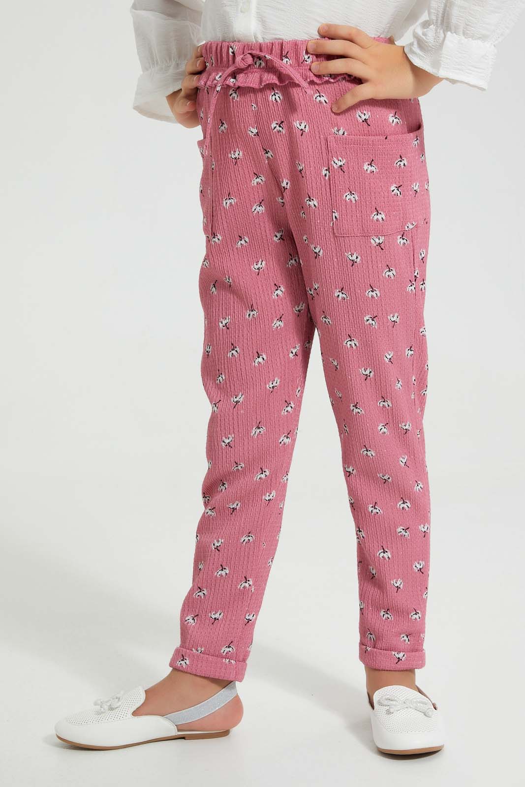 Redtag-Pink-Floral-Printed-Trouser-Colour:Pink,-Filter:Girls-(2-to-8-Yrs),-Girls-Trousers,-New-In,-New-In-GIR,-Non-Sale,-S22B,-Section:Kidswear,-TBL-Girls-2 to 8 Years
