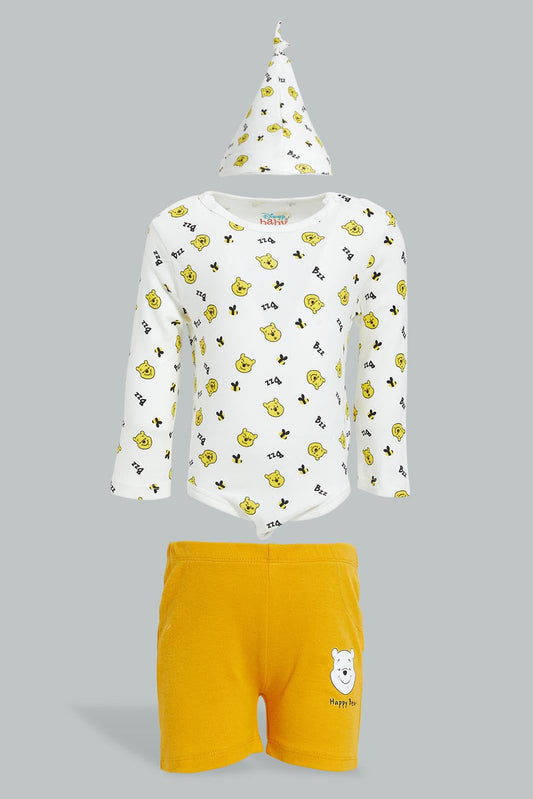 Redtag-Yellow-Winnie-The-Pooh-3Piece-Pack-Set-Colour:Yellow,-Filter:Baby-(0-to-12-Mths),-NBF-Gift-Sets,-New-In,-New-In-NBF,-Non-Sale,-S22B,-Section:Kidswear-Baby-0 to 12 Months